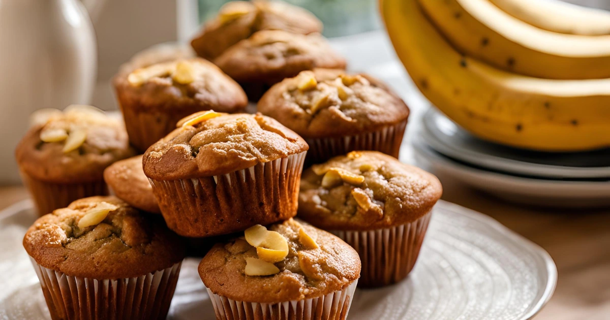 Moist and flavorful banana muffins made with simple ingredients.