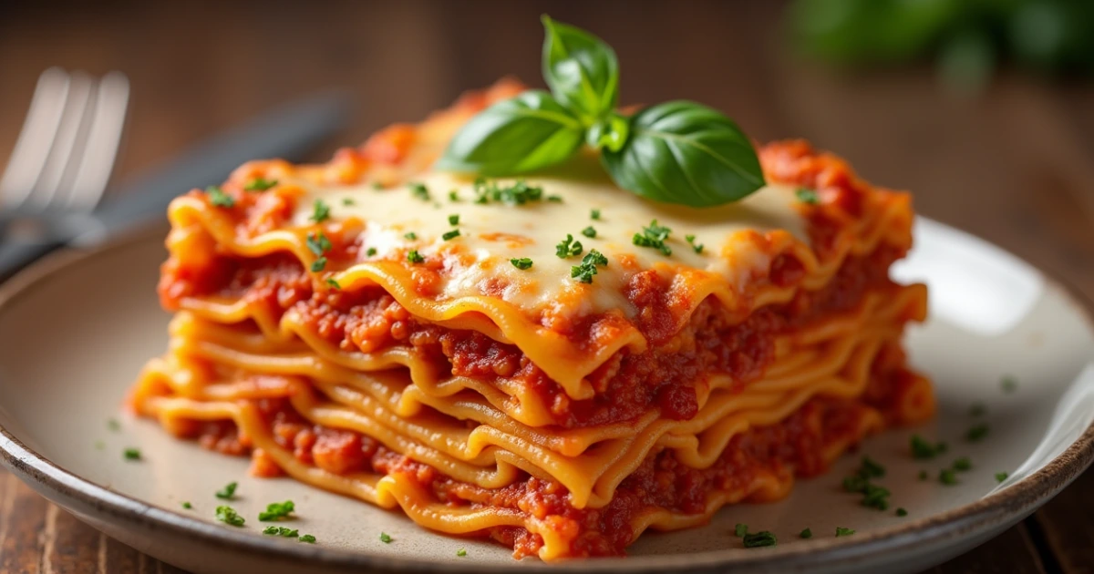 Homemade barilla lasagna recipe with layers of pasta, cheese, and tomato sauce