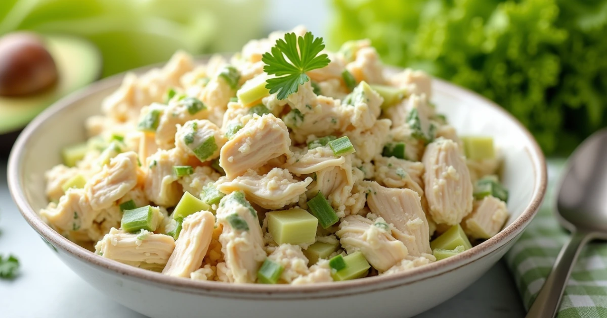 Healthy homemade Costco chicken salad recipe with clean ingredients